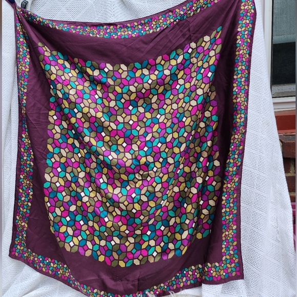 Nicole Miller plum silk‎ scarf - Picture 1 of 10